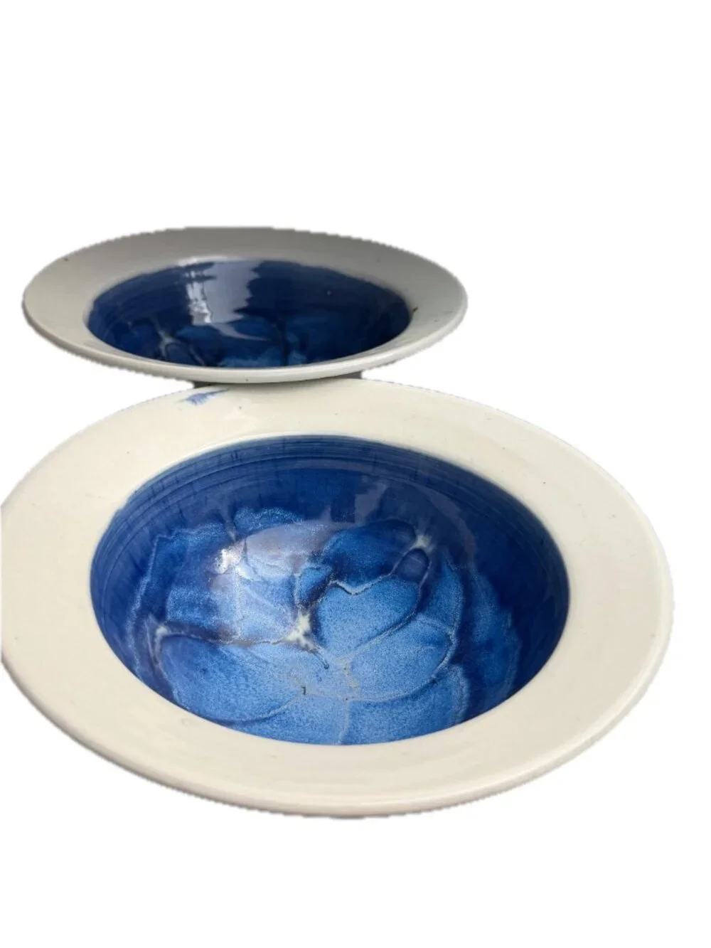 Handmade Blue White Hand Thrown Stoneware Bowls Set of 2 Cottagecore Farmhouse